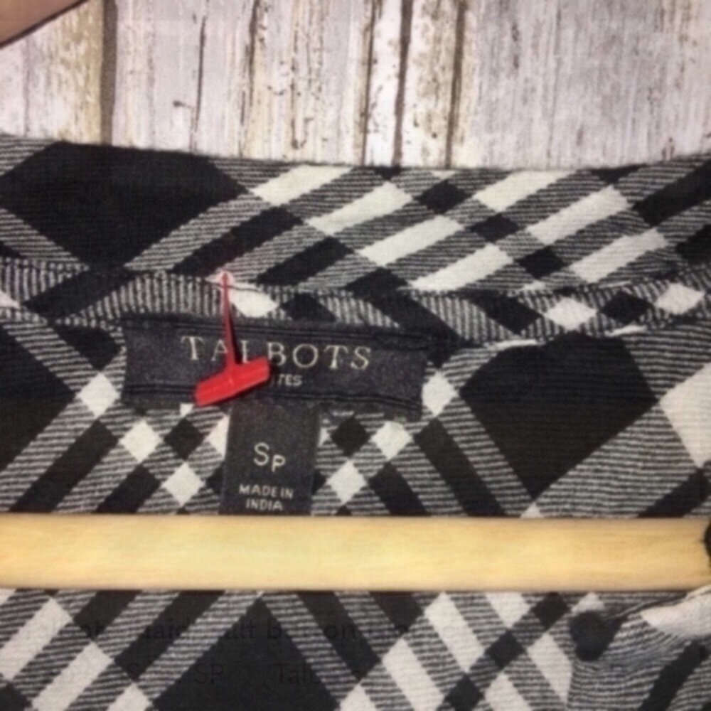 Talbots Plaid Half Button Blouse - Picture 4 of 4